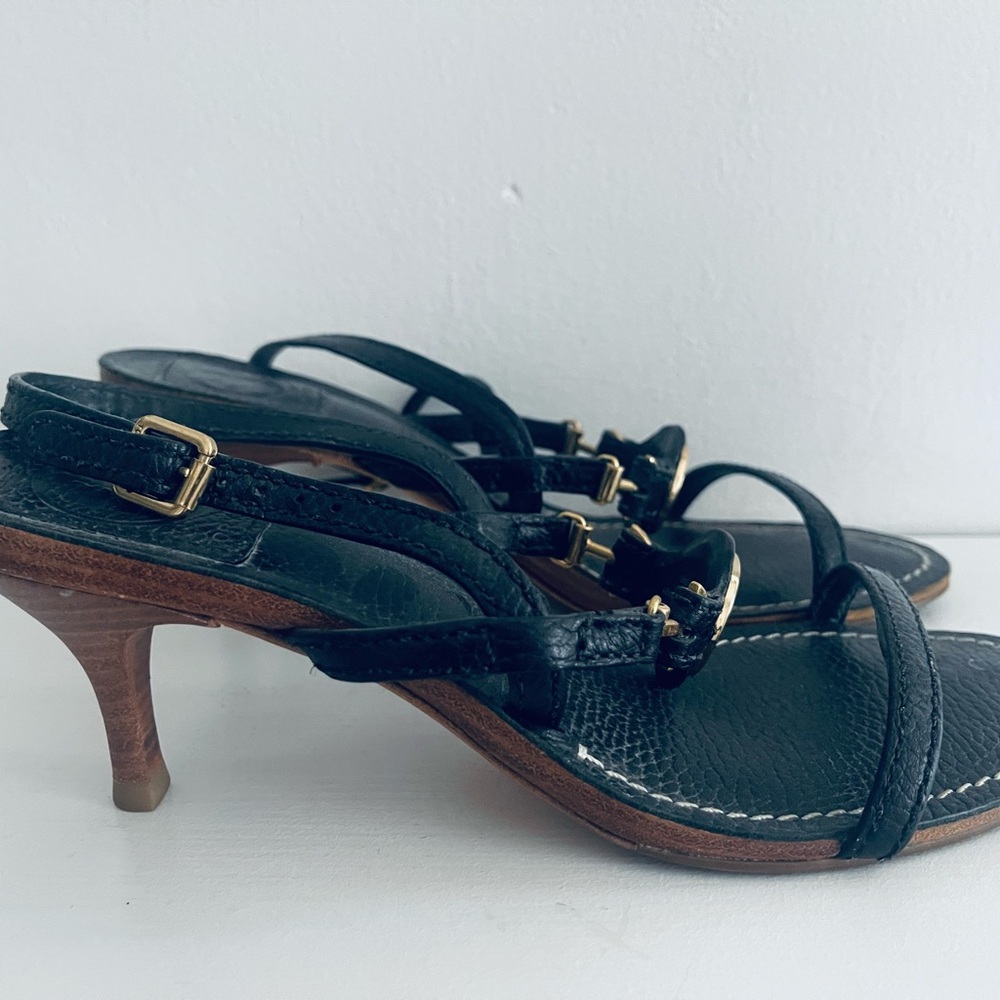 Tory Burch Black Sandals with Gold Embellishments - Picture 2 of 2